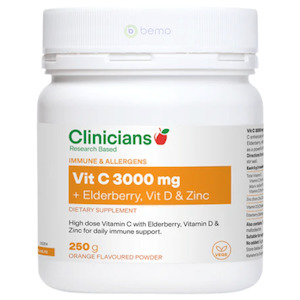 Vitamin C 3000mg + Elderberry, Vit D & Zinc, 250g