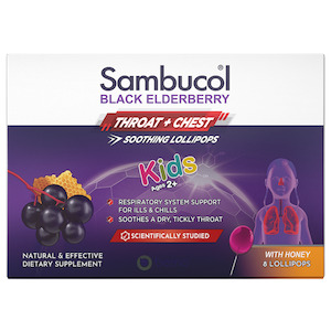 Immunity Support: Sambucol, Kids Soothing Throat Pops, 8 Lollipops