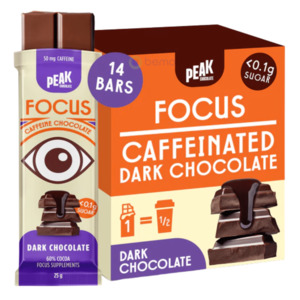 Digestion And Gut Health: Peak Chocolate, Focus Dark Chocolate, 25g x 14 Bars Dark Chocolate