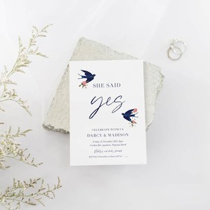 Rose and Bird Party Invitation - Be My Guest Design
