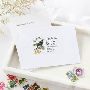 Tui on Kowhai Address Labels & Envelope Seals - Be My Guest Design