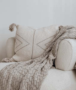 Greige Tassel Cushion Cover