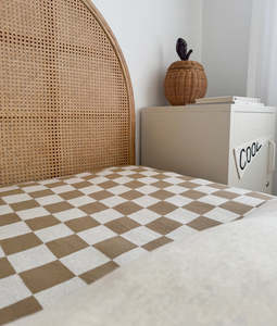 Jersey Cotton Sheets: Jersey Cotton Sheet - Khaki Gingham