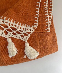 Bali: Balinese Cotton Throw | Papaya & Ivory Tassel