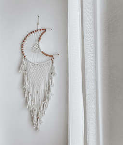 Bali: Balinese Wall Hanging | Macrame Crescent Dream Catcher