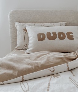 Duvet Covers: Duvet Cover - Natural Surfing Palm