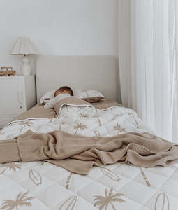 Quilts Duvet Covers: Reversible Quilt - Natural Surfing Palm