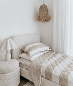 Quilts Duvet Covers: Reversible Quilt - Greige Stripe