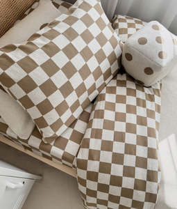 Pillowcases: Pillowcase - Khaki Gingham