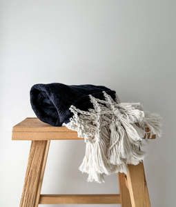 Balinese Cotton Throw | Ebony Tassel