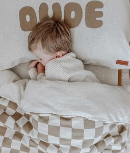 Duvet Cover Cot - Khaki Gingham