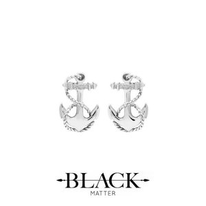 Nautical Anchor Studs in Sterling Silver - Benjamin Black Goldsmiths