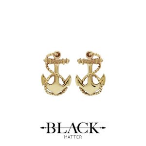 Nautical Anchor Studs in 9ct Yellow Gold - Benjamin Black Goldsmiths