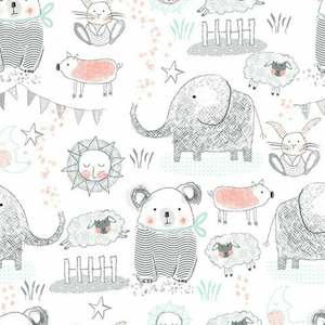 Flannelette Fabrics: A E Nathan Comfy Flannl - Babylicious - White