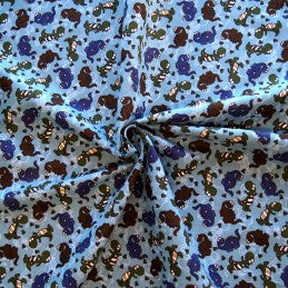Blue Dinosaurs Printed Flannelette