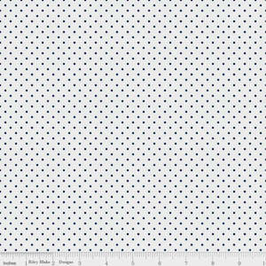 Riley Blake Fabric: Riley Blake - Swiss Dot - White/ Navy