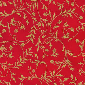 Christmas Fabrics: Robert Kaufman - Holiday Flourish - Snowflower Crimson