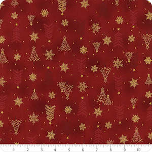 Stof - Trees and Snowflakes - Red/Gold