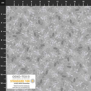 Christmas Fabrics: Stof - Christmas Holly - GREY/SILVER