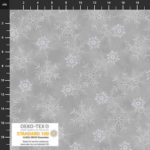 Christmas Fabrics: Large Snowflakes - GREY/SILVER