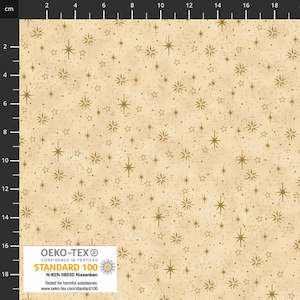 Christmas Fabrics: Stof - Christmas Mini Stars - CREAM/GOLD