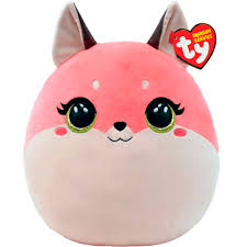 Ty: TY Squishy Beanies Roxie Pink Fox 35CM
