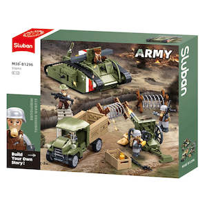 Army Building Block: Sluban  M38 B1296 Army Assault Tank WWII Mark Vs