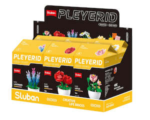Army Building Block: Sluban B 1077 F Potted Plants Lifelike Flowers CDU 6 Assorted