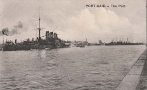 EGYPT PORT SAID SHIPPING THE PORT POSTCARD