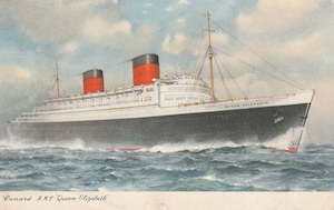World Postcards: SHIPPING CUNARD RMS QUEEN ELIZABETH POSTCARD