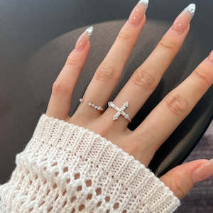 Home Kitchen: Cross Twin Ring S925