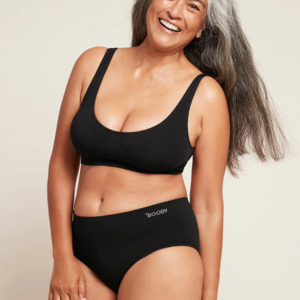 Boody Bamboo Womens Underwear Large: Boody Midi Briefs Black Large