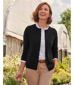 Cashmere Merino Crew Neck Cardigan