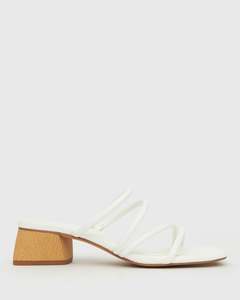 Womens Bridal Edit: HALLIE Low Wooden Block Heel Mules