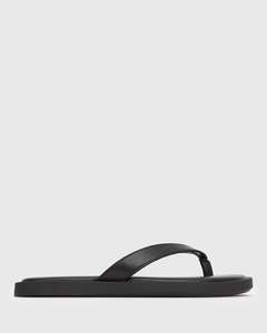 Womens Flat Sandals: Wider Fit LOVER Leather Thong Sandals