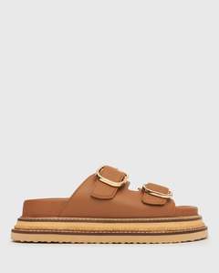 Womens Platform Sandals: HARLAND Leather Flatform Slides