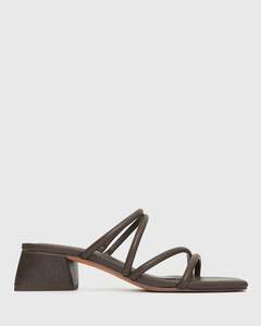 Womens Block Heels: HALLIE Low Wooden Block Heel Mules