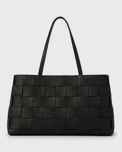 KENNIE Leather Woven Tote Handbag