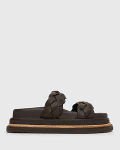 All Womens Platforms: HEIDI Braided Leather Flatform Slides