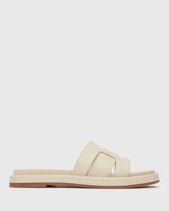 Womens Flat Sandals: BELLA Leather Flat Slides