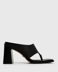 PRE-ORDER ELLIE Leather Thong High Block Heels
