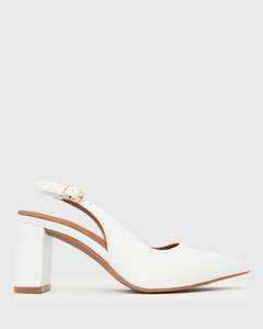 FLOUNCE Block Heel Slingback Pumps