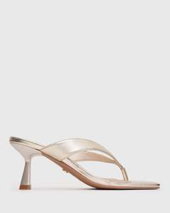 Womens Heeled Sandals: PRE-ORDER SALSA Leather Thong Mule Sandals