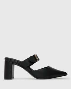 Womens Block Heels: PRE-ORDER FREDRICK Block Heel Point Toe Mules