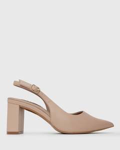 FLOUNCE Block Heel Slingback Pumps