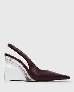 PRE-ORDER KANE Pointy Toe Slingback Wedge Shoes