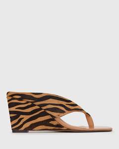 PRE-ORDER SIENNA Leather Pony Hair Wedge Sandals