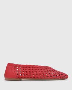Womens Ballets: PRE-ORDER IZZY Leather Woven Ballet Flats