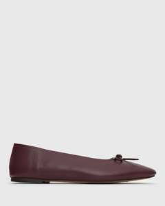 Womens Ballets: PRE-ORDER CAROLINE Leather Bow Ballet Flats