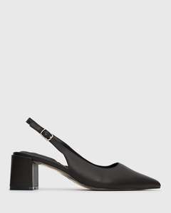 PRE-ORDER Wider Fit KENDRA Leather Pointed Toe Slingback Pumps